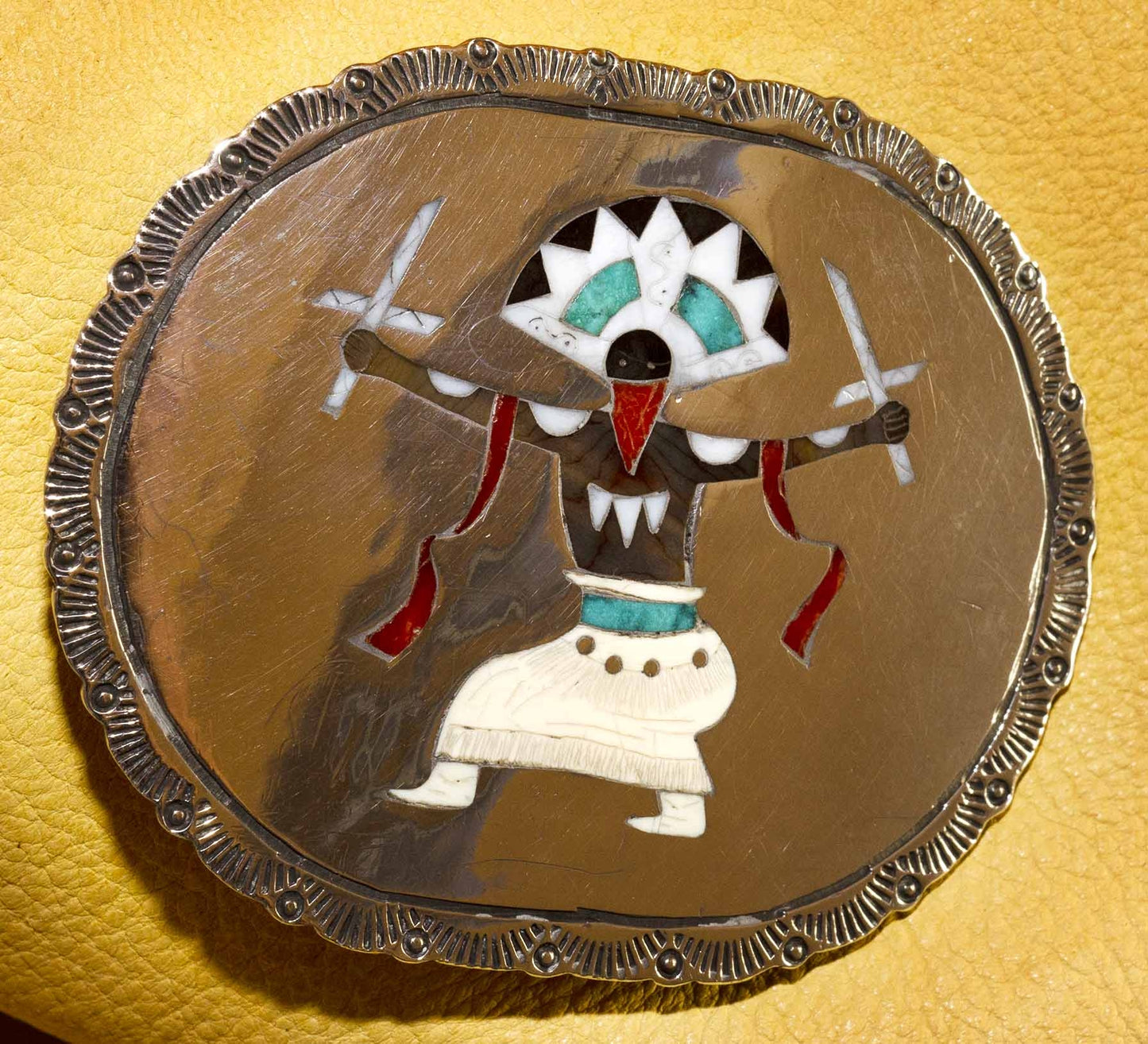 Elliot Qualo Vintage Zuni Turquoise Belt Buckle