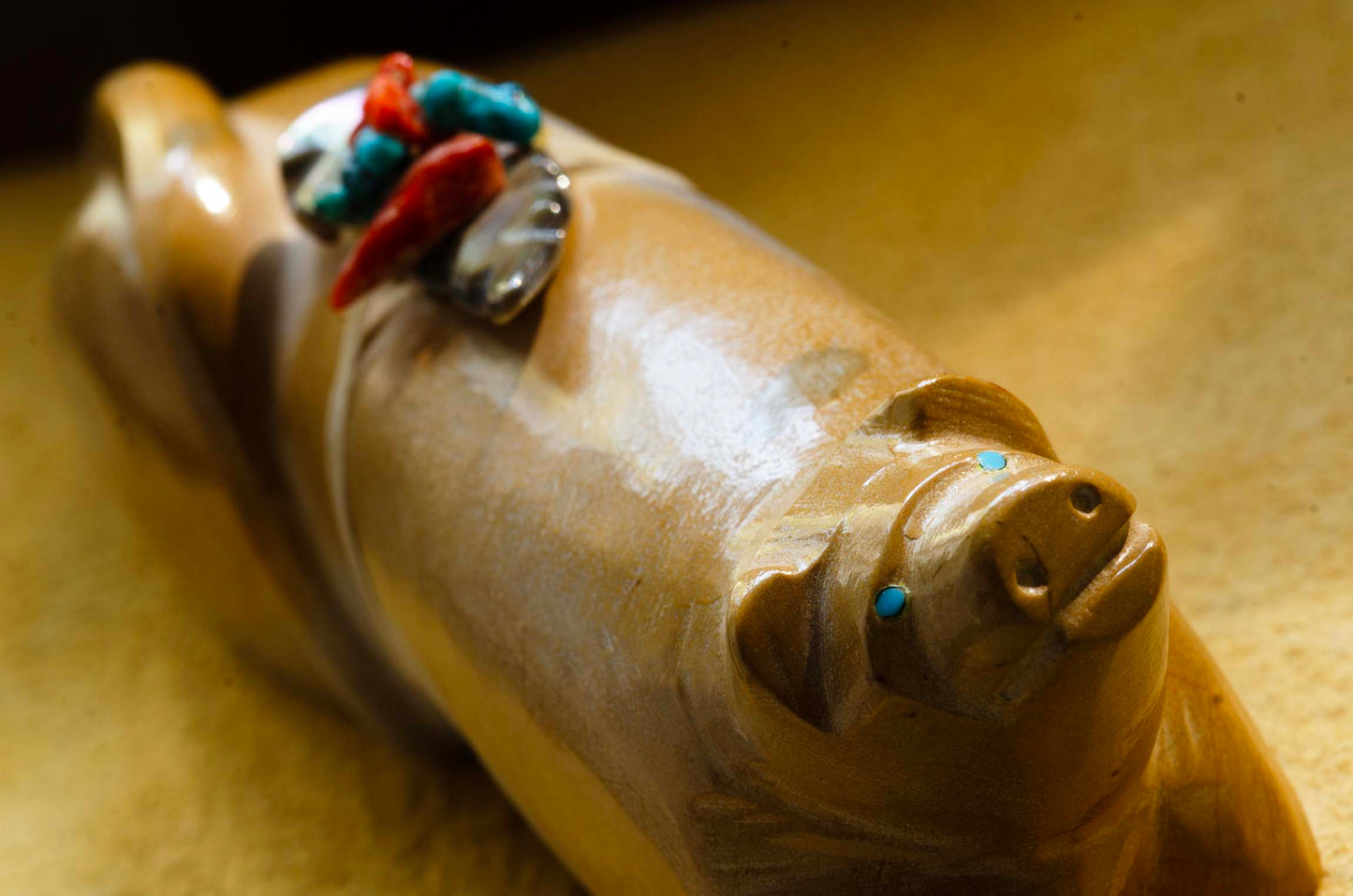Delvin Leekya, Zuni Rock Mountain Lion with High Grade Gem Offering Bundle
