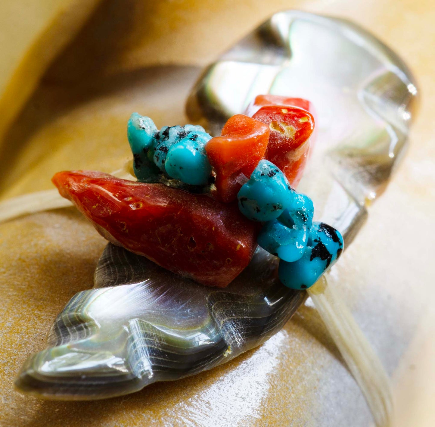 Delvin Leekya, Zuni Rock Mountain Lion with High Grade Gem Offering Bundle