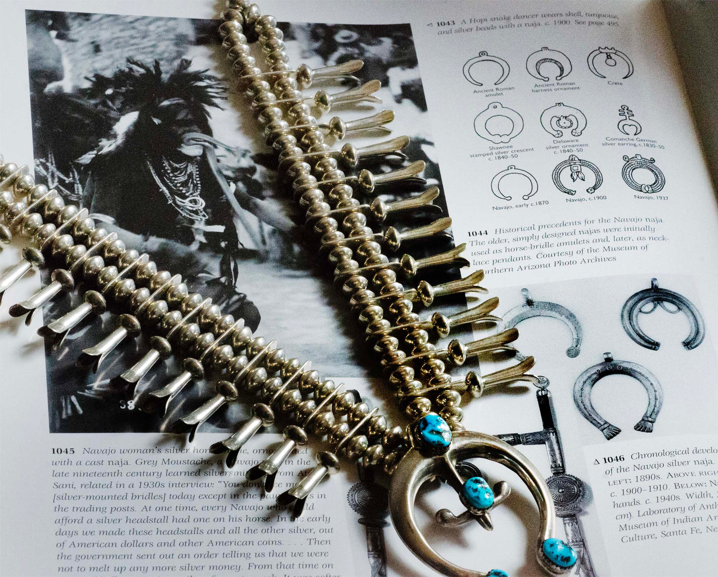 Squash Blossom Necklace, Silver Beads and Turquoise by Raymond / Lee Yazzie Family