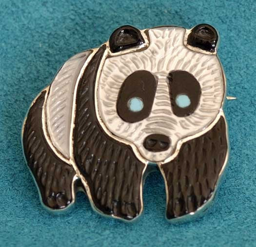 Panda Bear  Pin  Handmade  by Andrea Lonjose Shirley