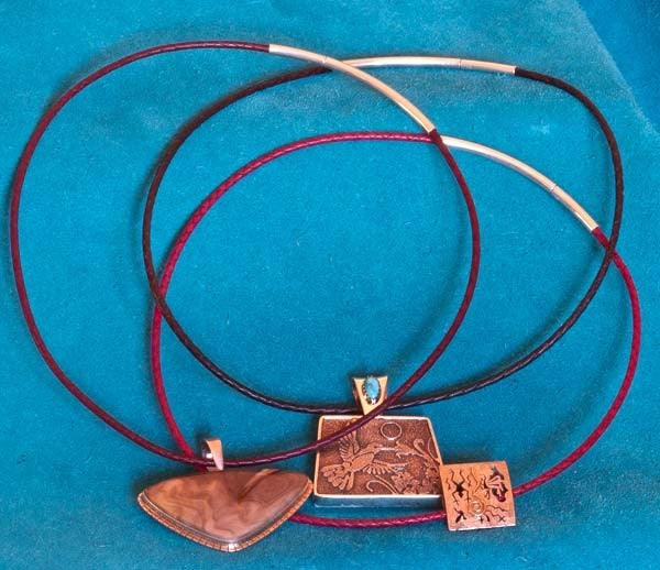 Handmade Leather Necklaces Jewelry with Silver Findings