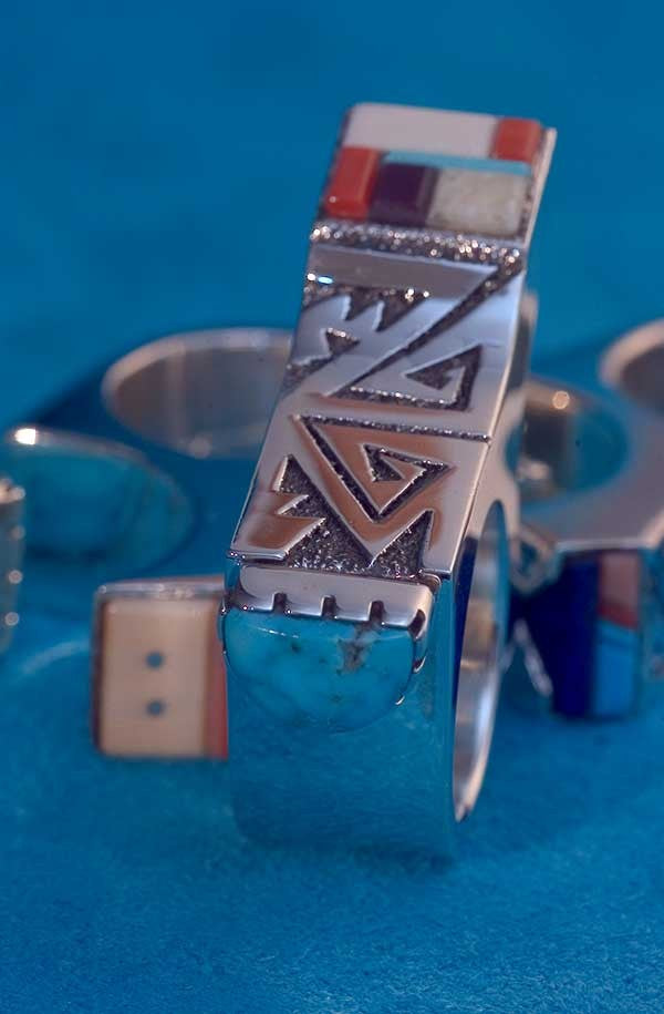 Turquoise Native American 2 Finger ring Richard Tsosie