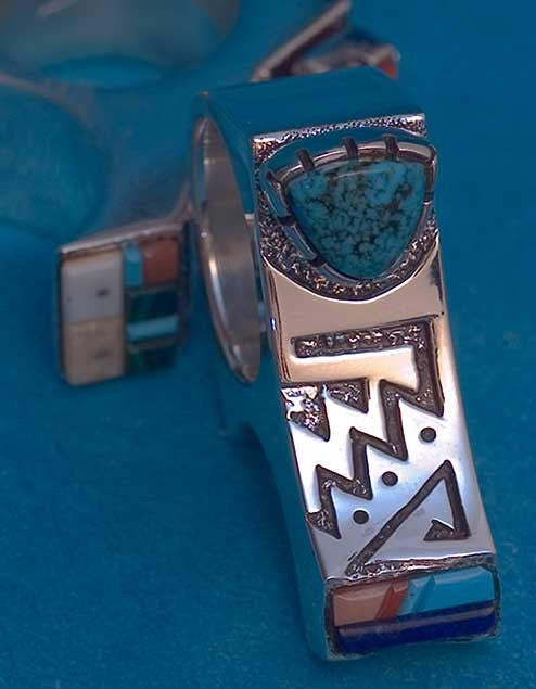 Turquoise Native American 2 Finger ring Richard Tsosie