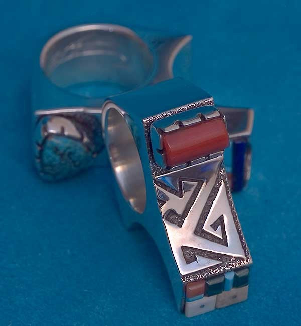 Turquoise Native American 2 Finger ring Richard Tsosie