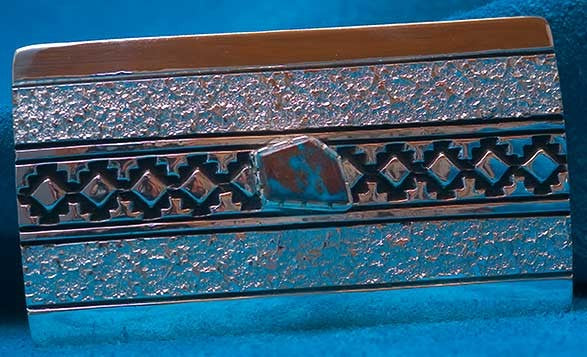 Native American Silver Bisbee Turquoise Belt Buckle Philbert Begay