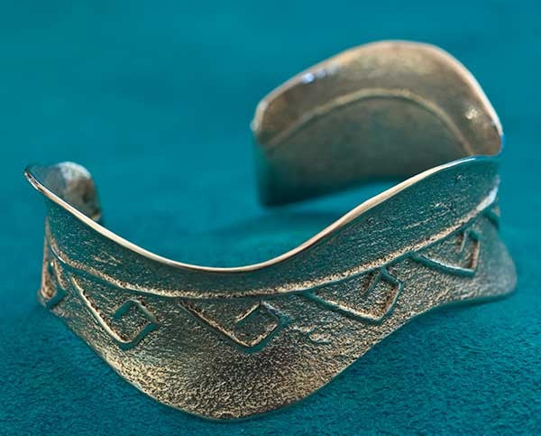 Olin Tsingine Convex Tufa Cast Silver Bracelet
