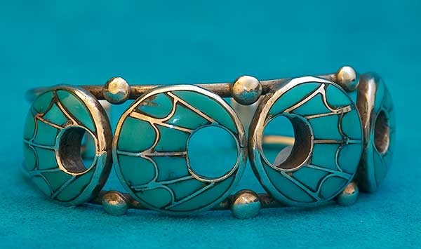 Annie Quam Gasper Turquoise Jewelry Vintage Silver Bracelet