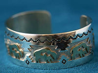 Dina Huntinghorse  Silver and Gold Buffalo Bracelet