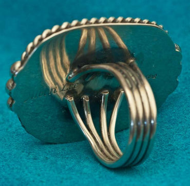 Albert Lee China Mountain Spider Web Turquoise Silver Ring