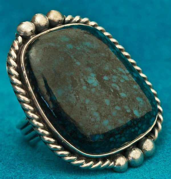 Albert Lee China Mountain Spider Web Turquoise Silver Ring