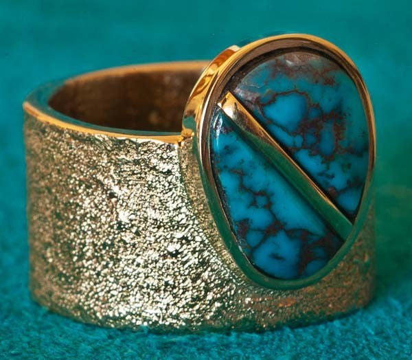 Wes Willie 14K Gold and Bisbee Turquoise Ring