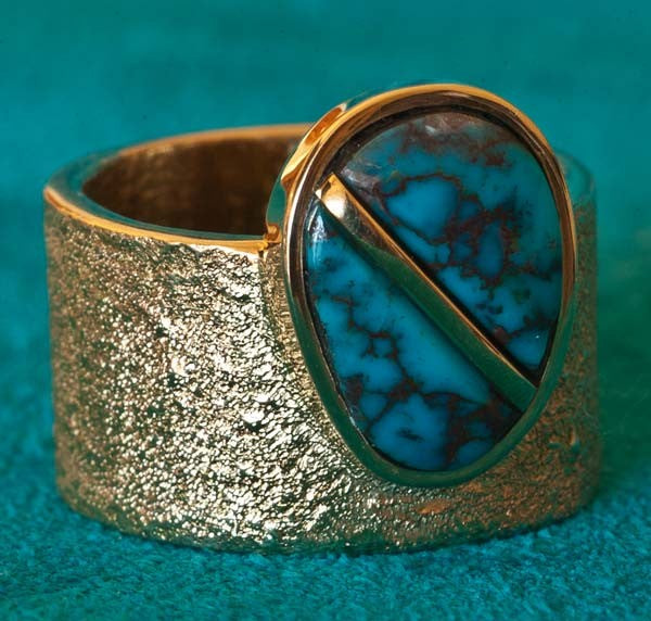 Wes Willie 14K Gold and Bisbee Turquoise Ring