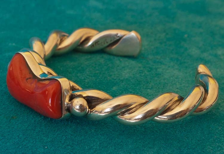 Native American Coral Bracelet Handmade Albert Lee