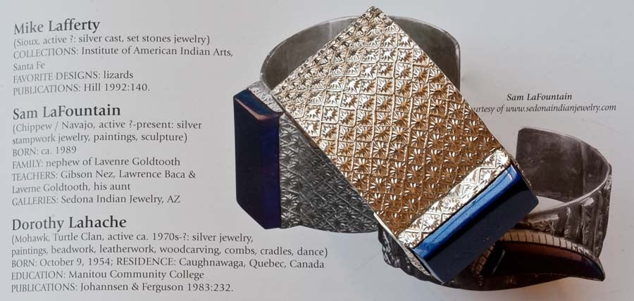 Sam LaFontain, Large Lapis Gem in a Handmade Silver Star Pattern Bracelet