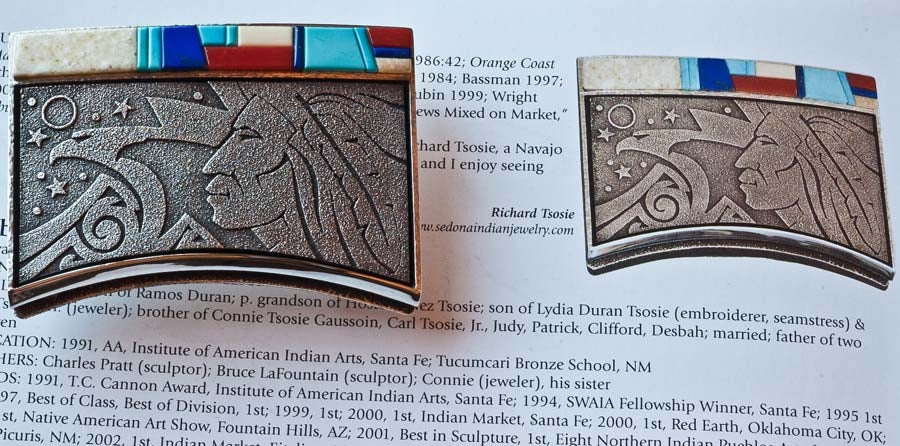 Richard Tsosie Turquoise Silver Belt Buckle