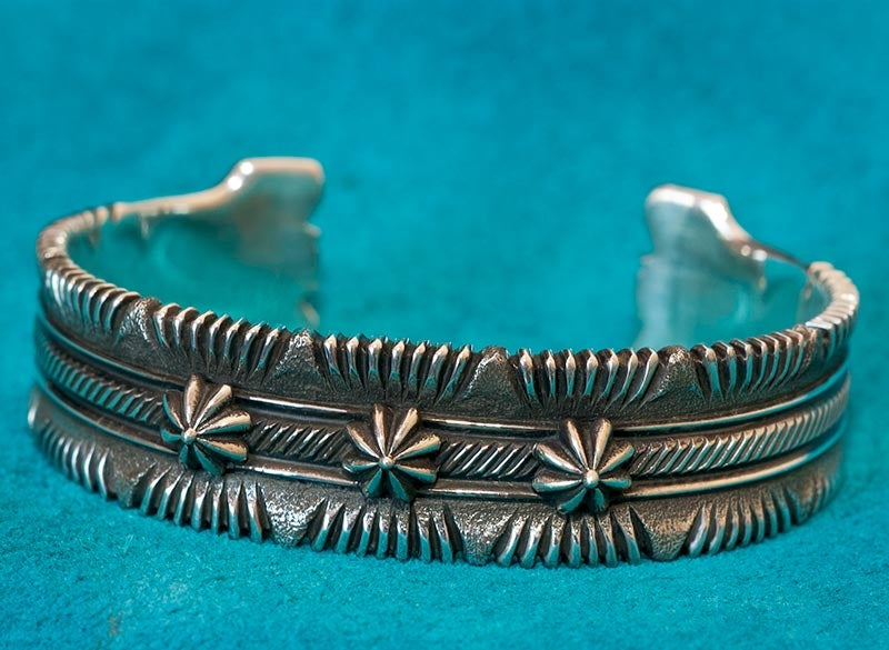 Ron Bedonie Three Star Silver Bracelet