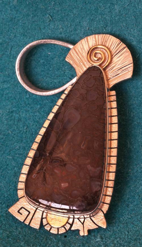 Native American Dinosaur Bone Pendant Jewelry By Myron Panteah
