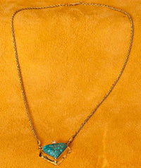 Lone Mountain Turquoise 14K Gold Diamond Pendant by John Shopteese
