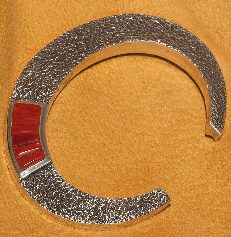 Silver and Coral Bracelet by Aaron Anderson and Tommy Jackson