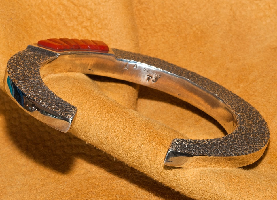 Silver and Coral Bracelet by Aaron Anderson and Tommy Jackson