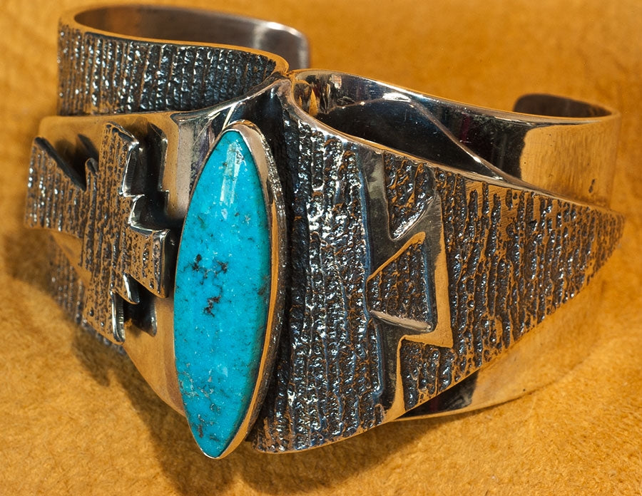 Aaron Anderson Silver Turquoise Cross Bracelet