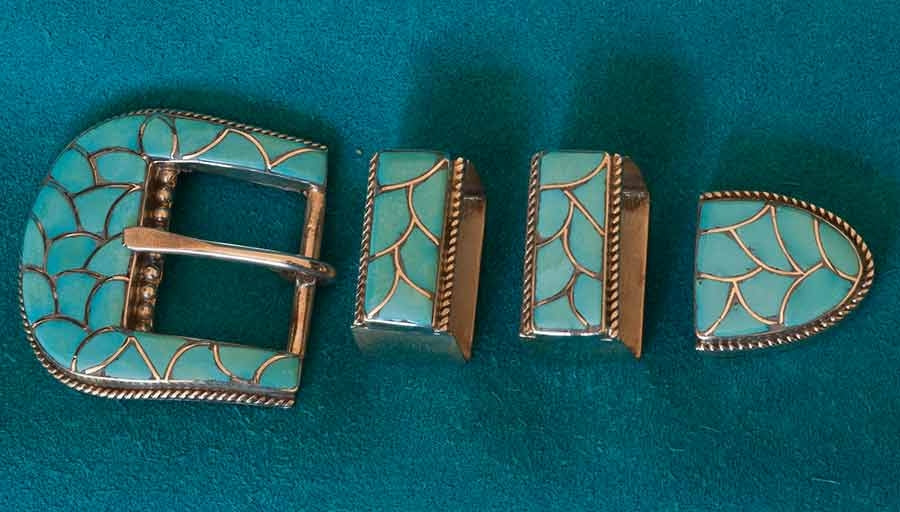 Madria Leekya Turquoise Belt Buckle Set