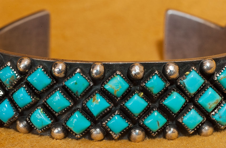 David Lister 1930's Vintage Design Silver and Turquoise Bracelet