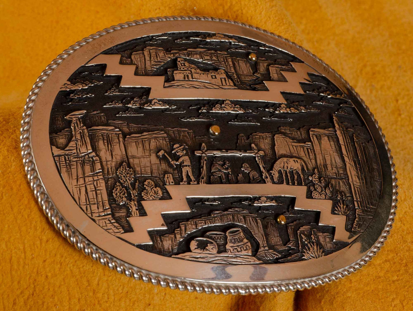 Cody Hunter Southwest Silver Belt Buckle