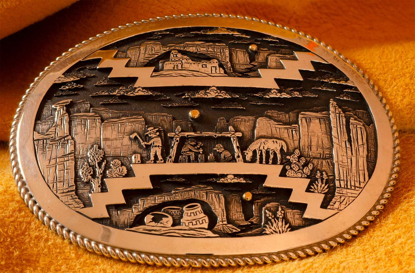 Cody Hunter Southwest Silver Belt Buckle
