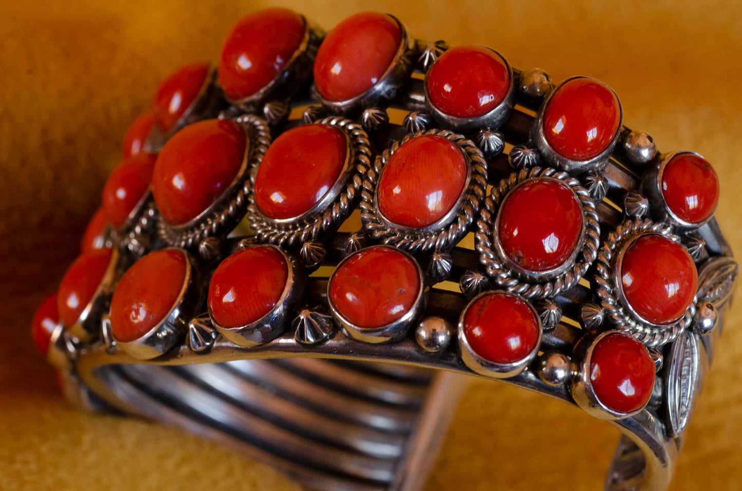 Coral and Silver Bracelet handmade by Gary Reeves