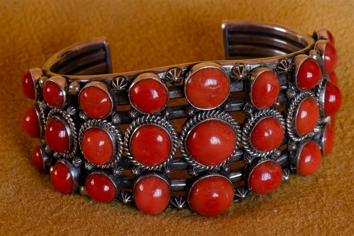 Coral and Silver Bracelet handmade by Gary Reeves