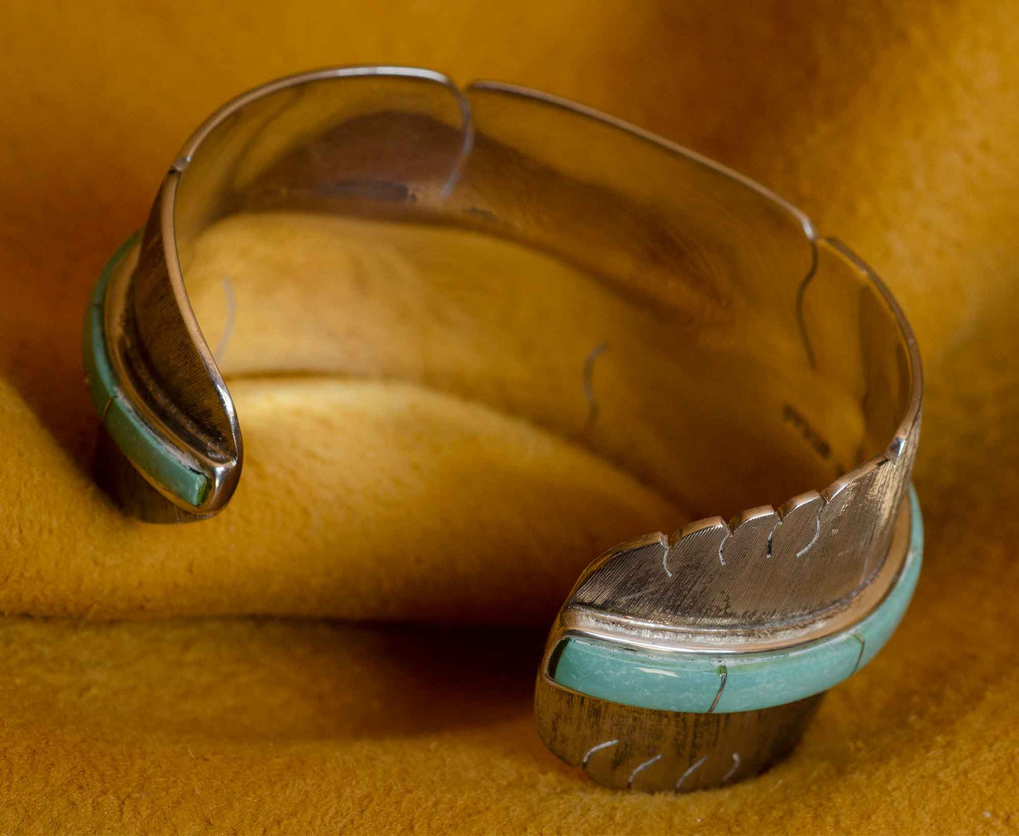 Eagle Feather Silver Bracelet by Michael Kirk