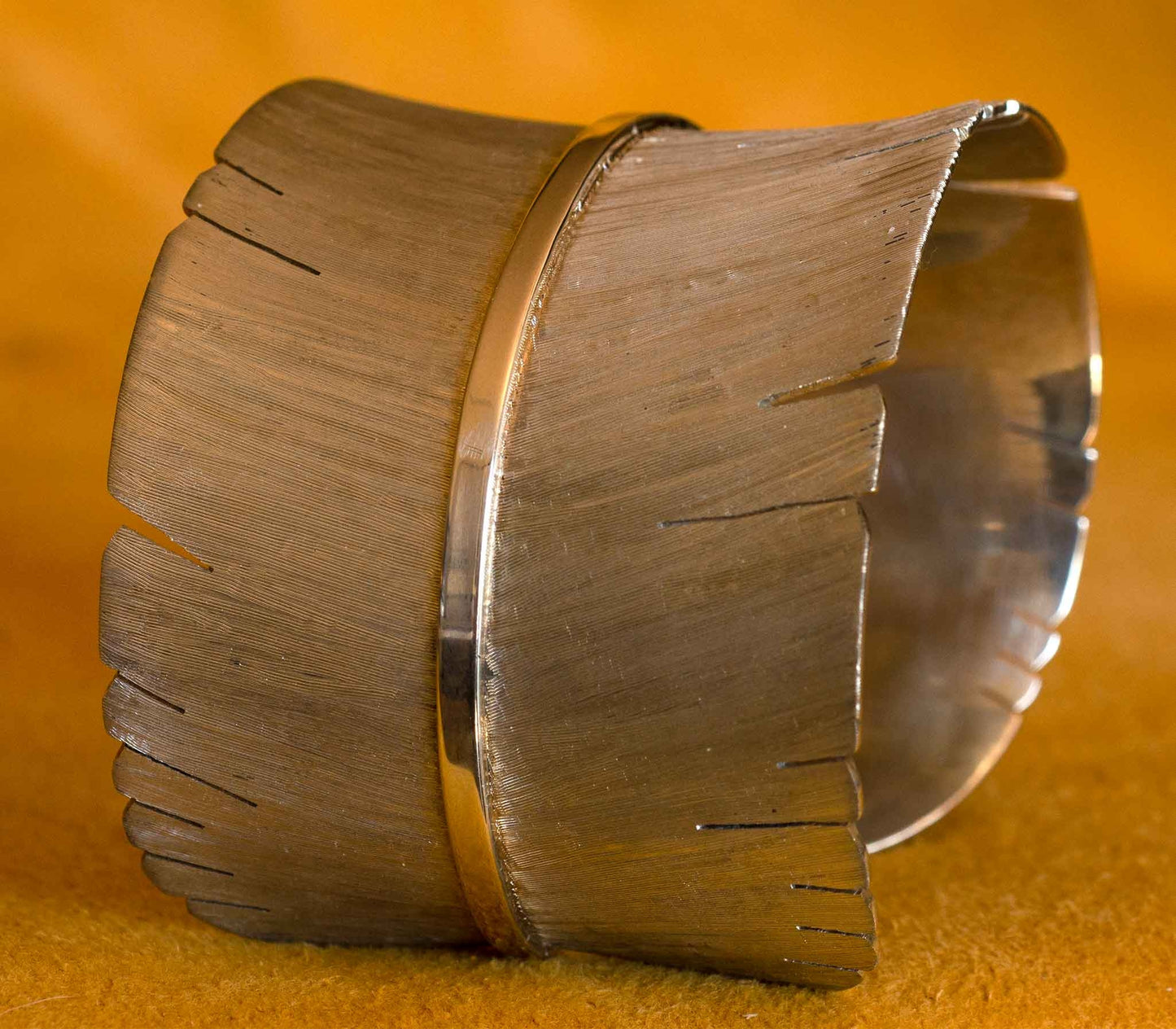Silver Eagle Feather Bracelet by Michael Kirk, Navajo
