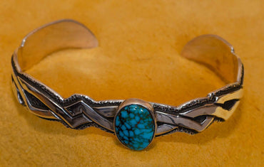 Lone Mountain Turquoise Bracelet handmade by Darrell Yonnie