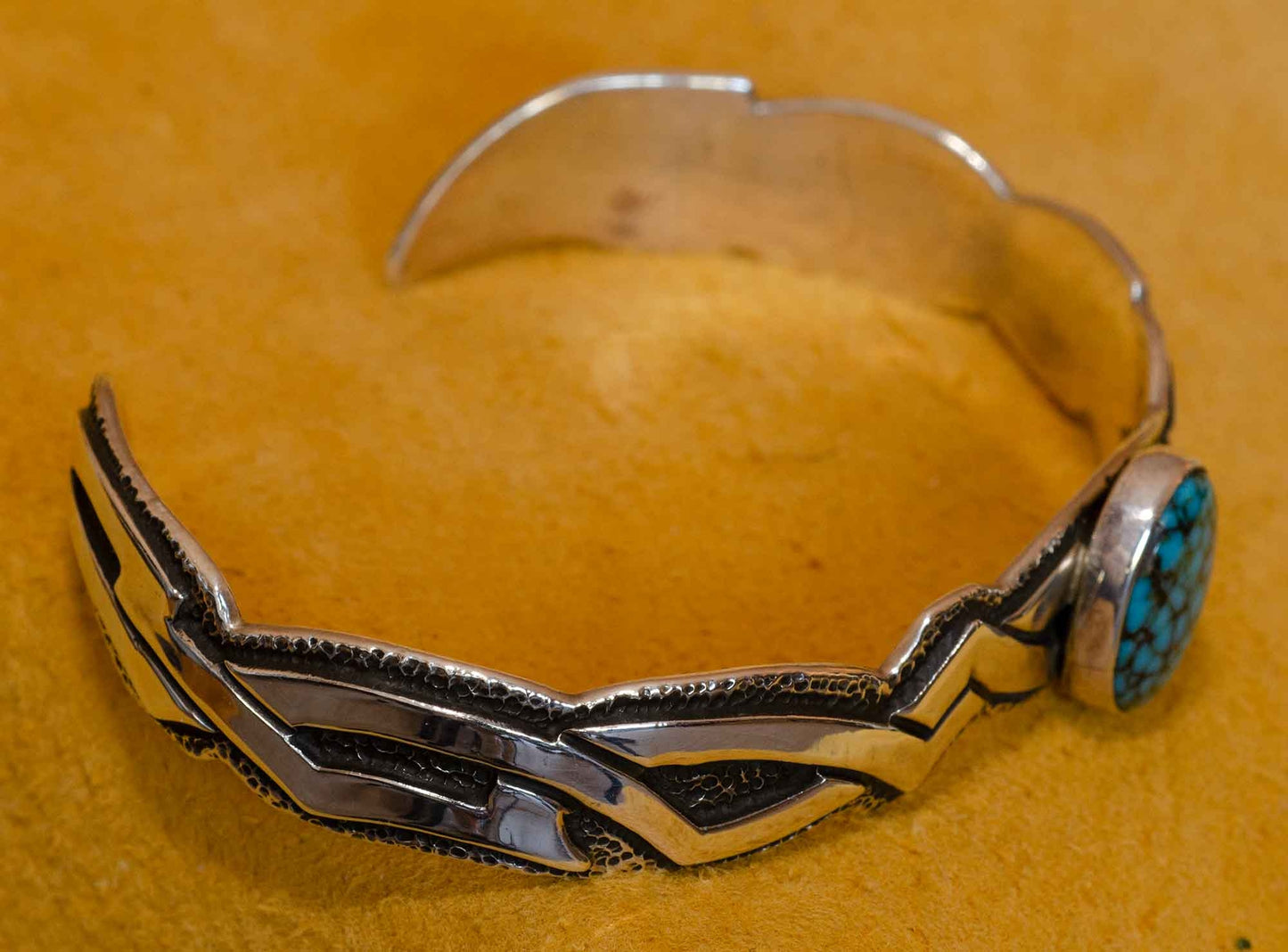 Lone Mountain Turquoise Bracelet handmade by Darrell Yonnie