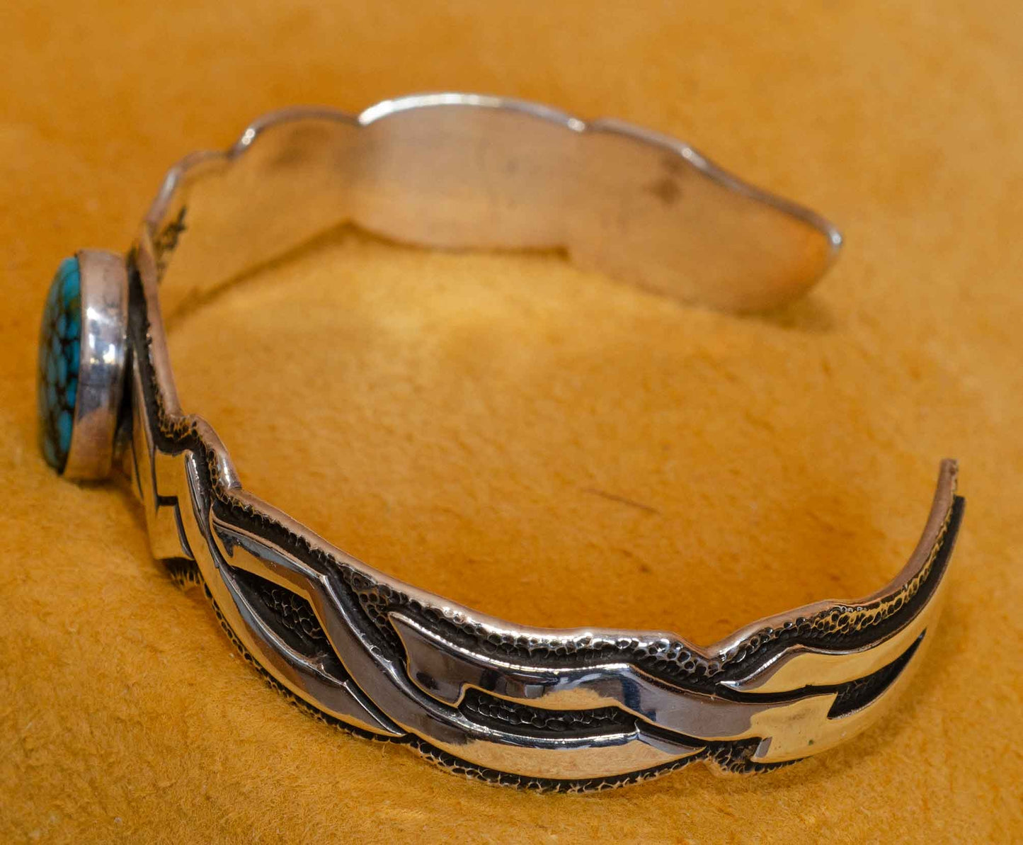 Lone Mountain Turquoise Bracelet handmade by Darrell Yonnie