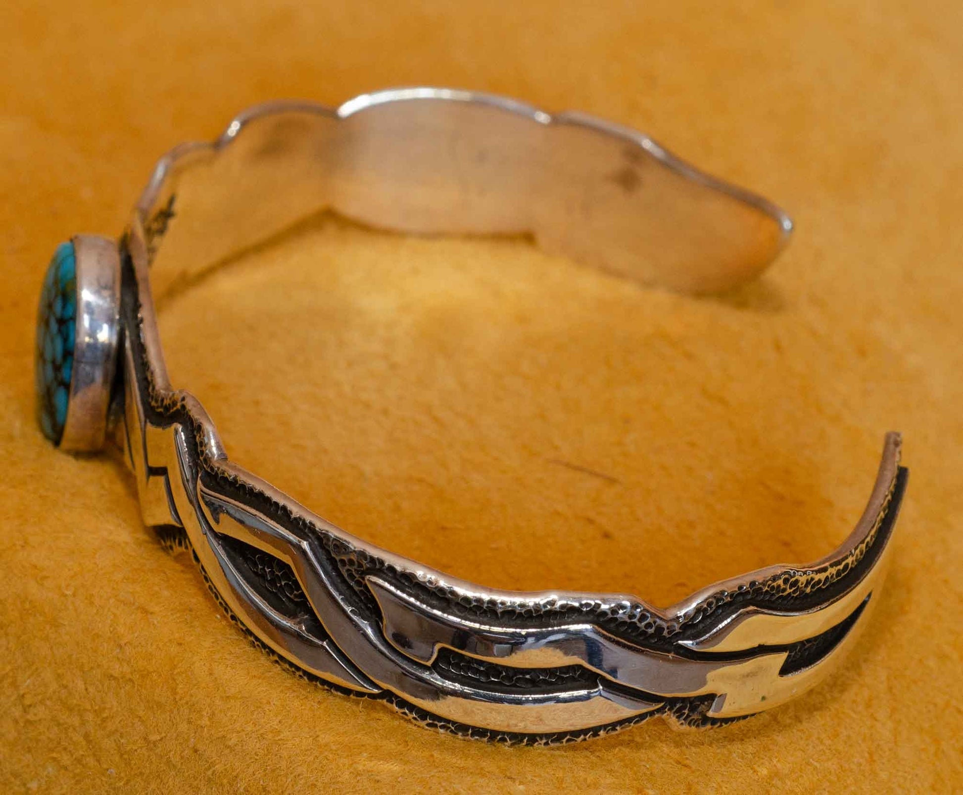 Lone Mountain Turquoise Bracelet handmade by Darrell Yonnie
