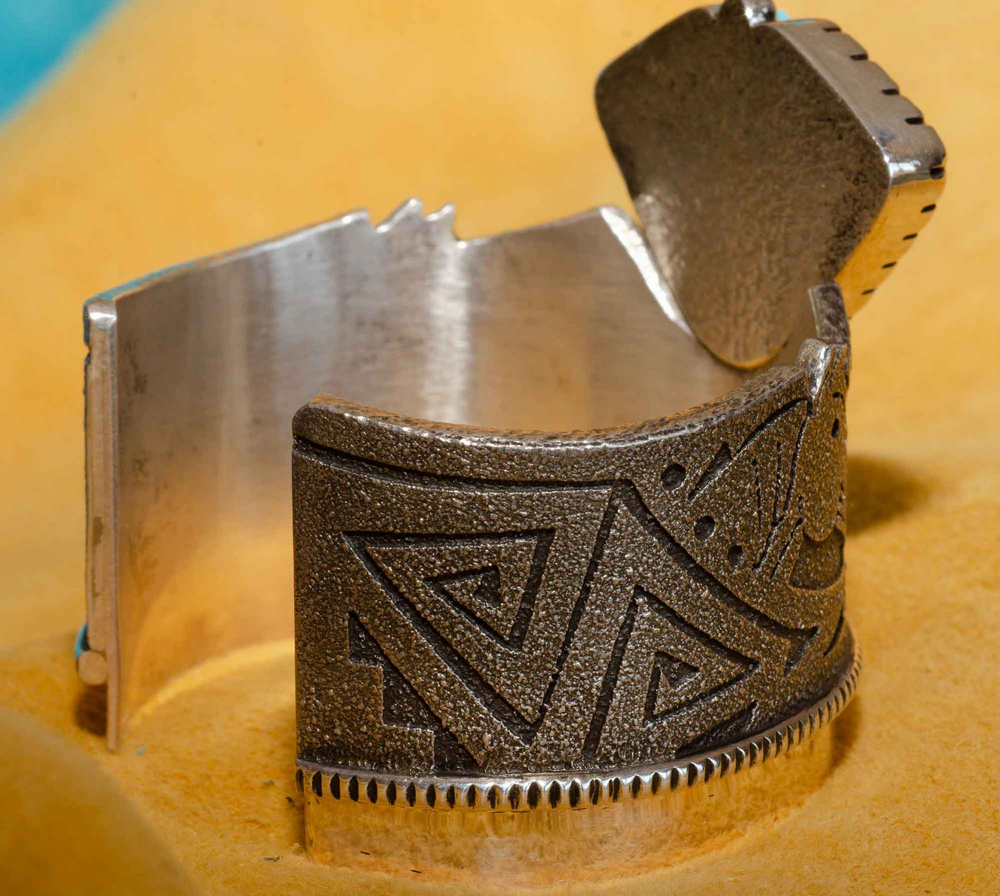 Richard Tsosie Horse Design Silver and Gemstone Bracelet