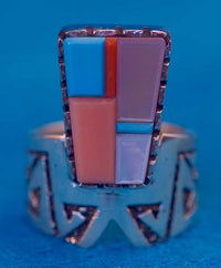 Turquoise Coral Ring jewelry by Richard Tsosie