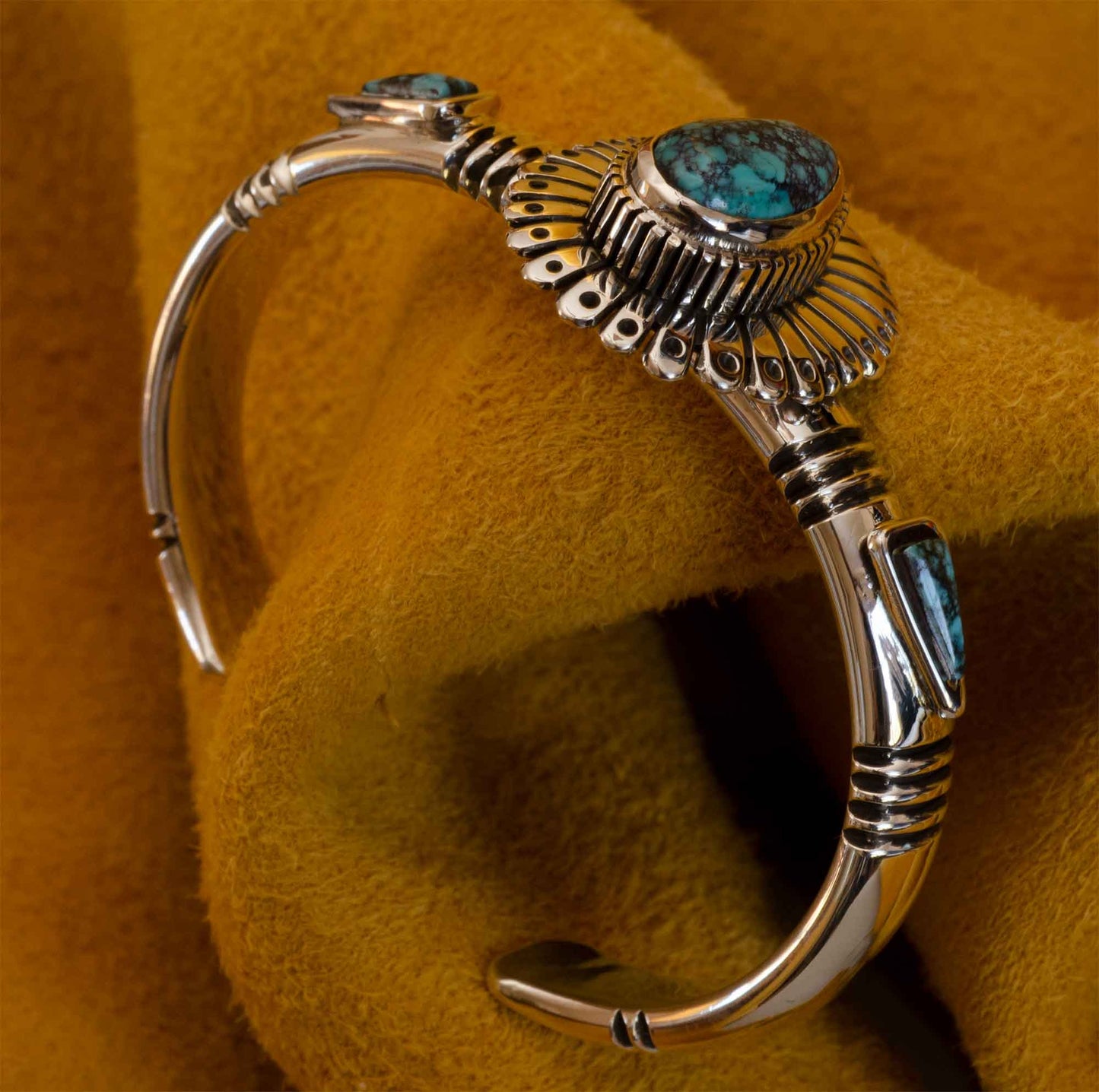 Jay Livingston, Lone Mountain Turquoise and Silver Bracelet