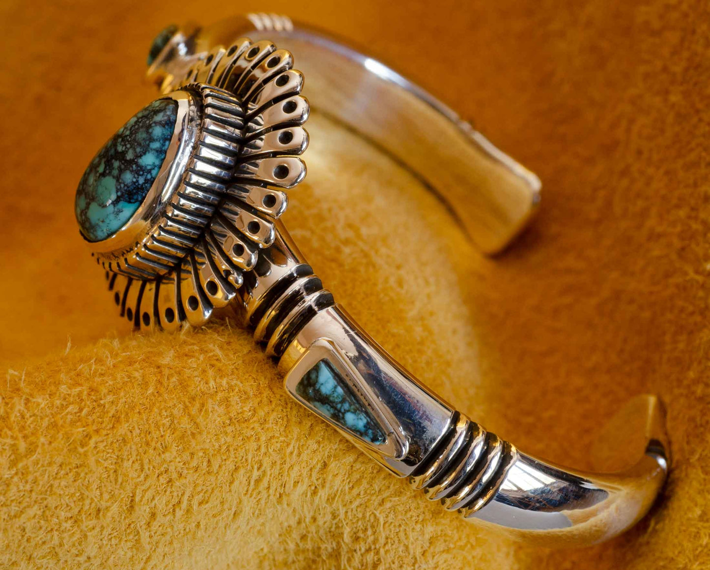 Jay Livingston, Lone Mountain Turquoise and Silver Bracelet