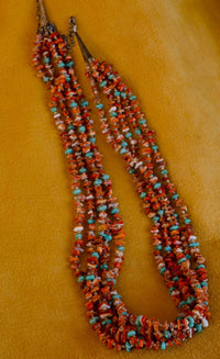 Mary and Joe Calabaza - Turquoise, Olive Shell and Oyster Shell Necklace