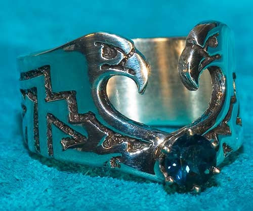 Native American Blue Topaz Silver Ring Jewelry by Richard Tsosie
