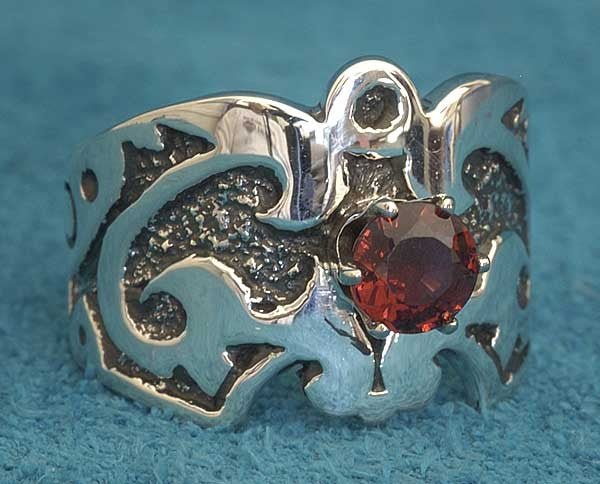 Native American Garnet Ring jewelry by Richard Tsosie