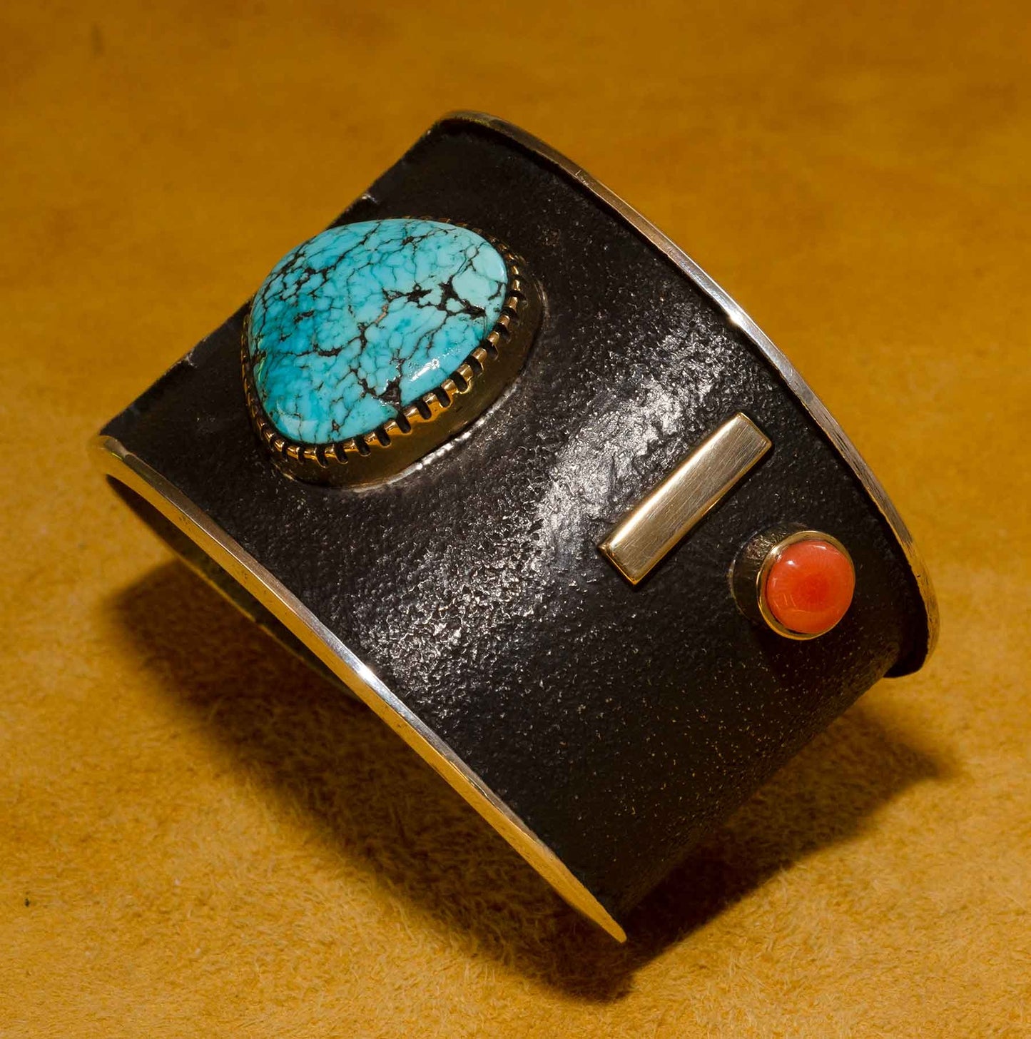 Edison Cummings Turquoise, Silver and Gold Bracelet