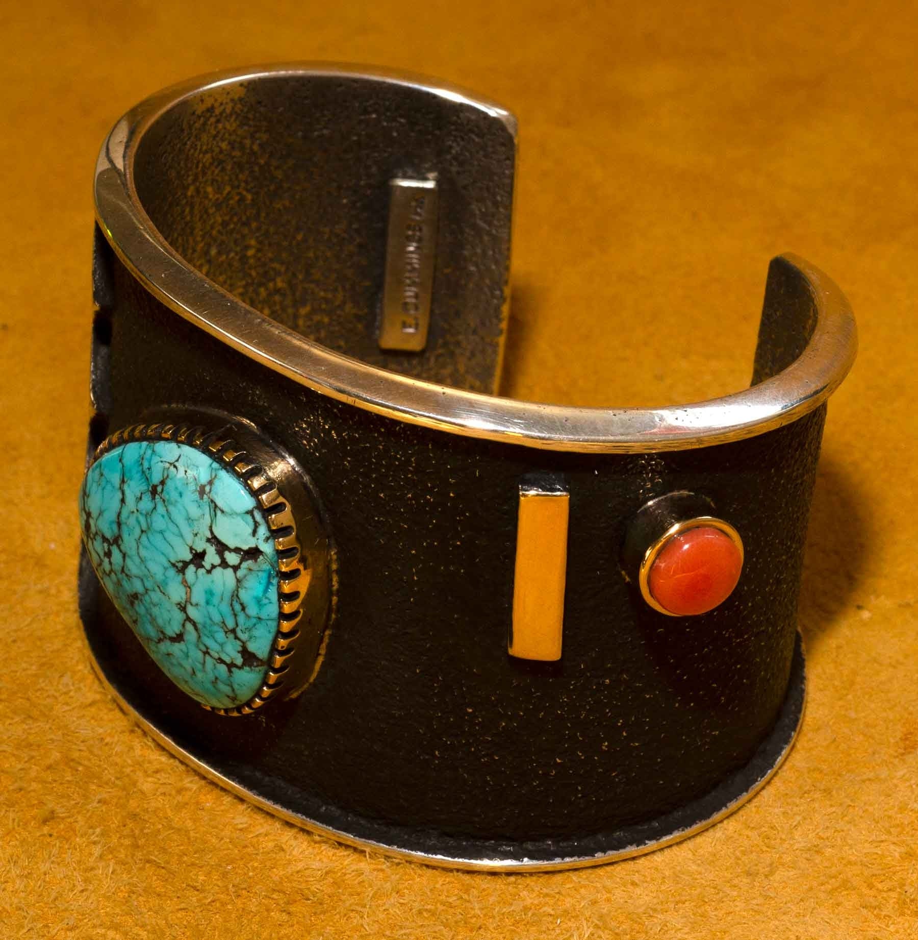 Edison Cummings  Turquoise, Silver and Gold Bracelet