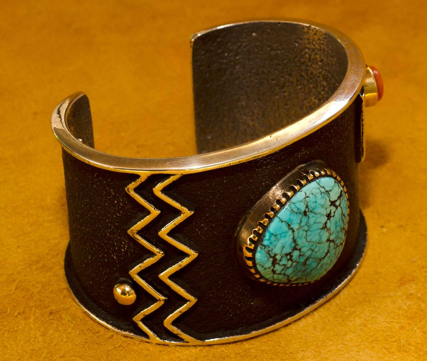 Edison Cummings  Turquoise, Silver and Gold Bracelet