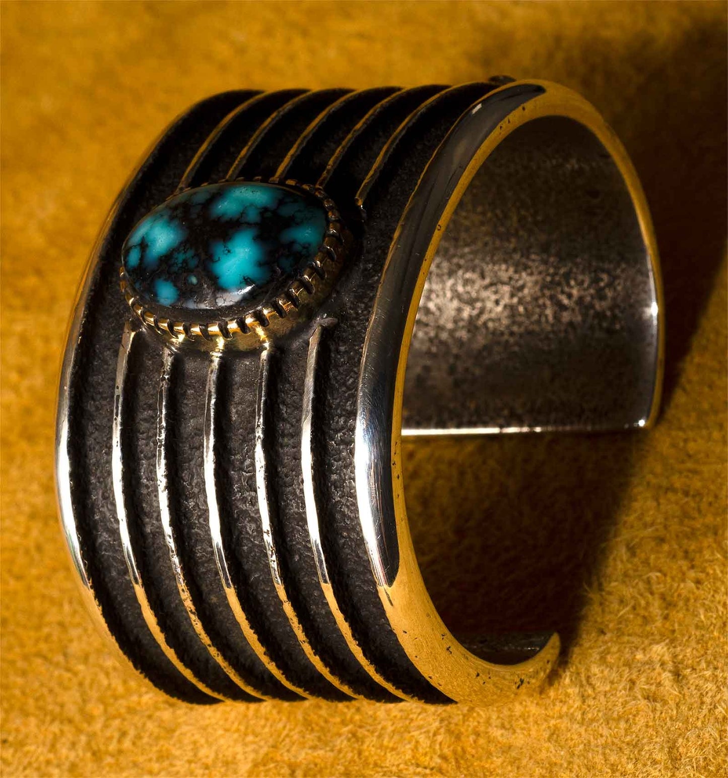 Edison Cummings Gel Bisbee Turquoise, Silver and Gold Bracelet