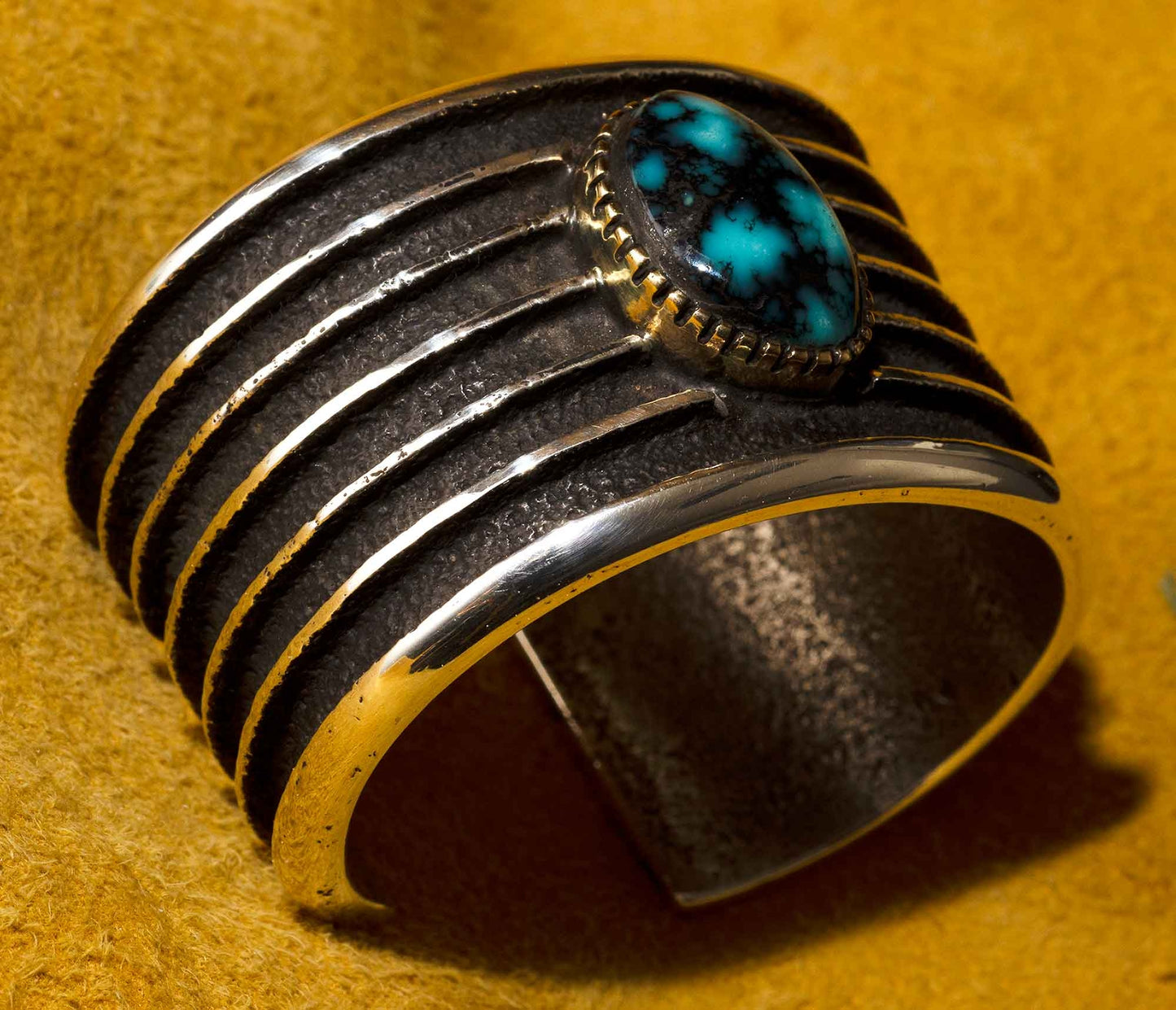 Edison Cummings Gel Bisbee Turquoise, Silver and Gold Bracelet
